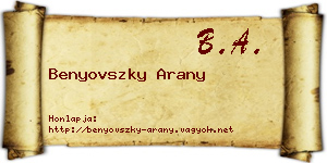 Benyovszky Arany névjegykártya